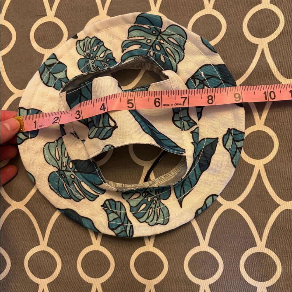 Tropical Leaf Print Bucket Hats For Dogs - White & Greens - Picture 6 of 7